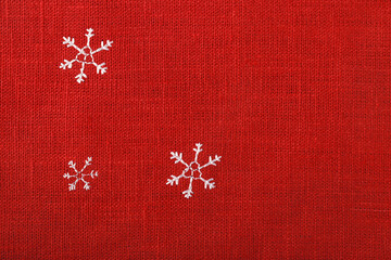 Red fabric texture - Christmas linen background