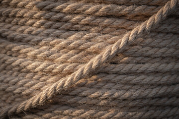 Background with jute rope close up