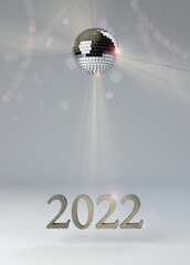 2022 New Year celebration with glitter ball - Silver