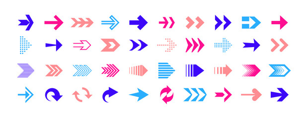 Next and back arrows. Upload and download interface symbols. Back or forward navigation. Up and down orientation symbols. Site and game menu icons. Motion pictograms. Vector buttons set © SpicyTruffel