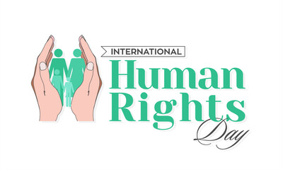 Creative Template Design for International Human Rights Day. Hands Protecting Human Rights. Editable Illustration.