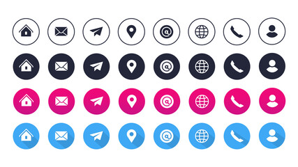 Set of social communication icons background for marketing design. Website icon symbol.