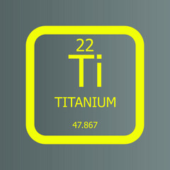 Obraz premium Titanium Ti Chemical Element vector illustration diagram, with atomic number and mass. Simple flat dark gradient design for education, lab, science class.
