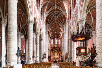 Obraz premium Church and cathedral from medieval times in Europe, Belgium, Ghent