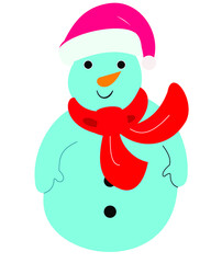 Christmas snowman is Santa's friend. Vector illustration
