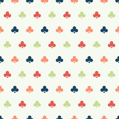 Seamless pattern with colorful clubs suits.