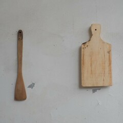 kitchen utensils on wooden background