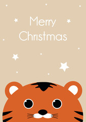 Fototapeta premium cute greeting card for the new year 2022 with a tiger