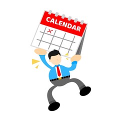 businessman worker and calendar schedule cartoon doodle flat design style vector illustration