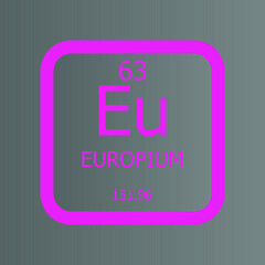 Europium Eu Chemical Element vector illustration diagram, with atomic number and mass. Simple flat dark gradient design for education, lab, science class.