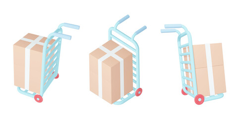 3d packaging with hand truck