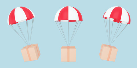 Package box landing 3d illustration
