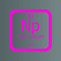 Neptunium Np Chemical Element vector illustration diagram, with atomic number and mass. Simple flat dark gradient design for education, lab, science class.