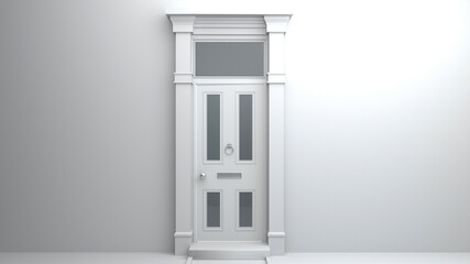 Victorian door 3D render in white