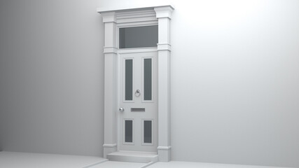 Victorian door 3D render in white