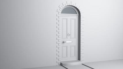 Victorian door 3D render in white