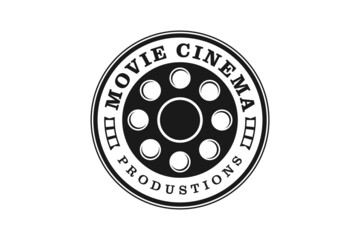 Negative film reel stripes, filmstrip roll tapes, movie cinema video studio production logo design