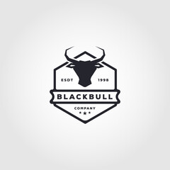 black bull, Cow, Angus, Cattle Head icon, vintage badge