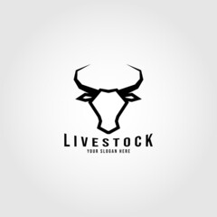 Bull, Cow, Angus, Cattle Head Vector Icon Logo Template