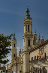 Fototapeta na wymiar Old historical buildings during summer day in Zaragoza, Spain