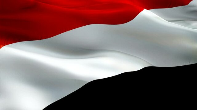 Yemeni flag. 3d Yemen sign waving video. Flag of Yemen holiday seamless loop animation. Yemeni flag silk HD resolution Background. Yemen flag Closeup 1080p HD video for Independence Day,Victory day
