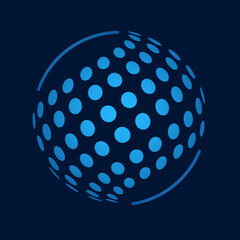 dotted globe sphere dots vector illustration 3D halftone Earth Logo Icon