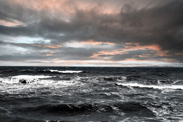 The sea during a storm. A dramatic picture. - 472987351