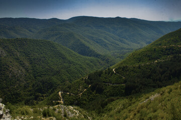 Fototapeta premium Summer day in nature with greenery, fresh air, in Tuhovishta, Bulgaria