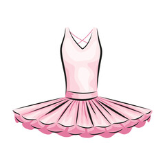 Ballet accessorie. Pink ballet dress or tutu skirt. Vector hand drawn sketch style object