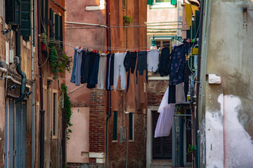 Fototapeta na wymiar Beautiful view of old colorful buildings in Venice, Italy in summer