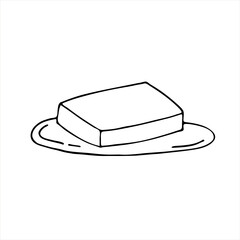image of butter. Doodle style. An isolated hand-drawn food item for a farm, market, fair, or an ingredient for a recipe book.
