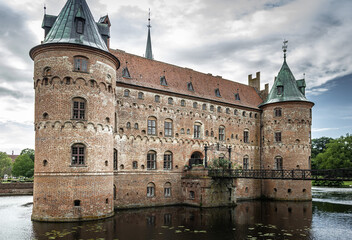 Castle estate during summer day in Egeskov Slot, Denmark