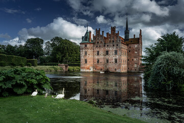 Fototapeta na wymiar Castle estate during summer day in Egeskov Slot, Denmark