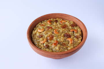 Sakkarai pongal Indian festival food traditional popular mithai sweet pongal dessert made on the festival day of Pongal Makar Sankranti vishu Diwali India.
