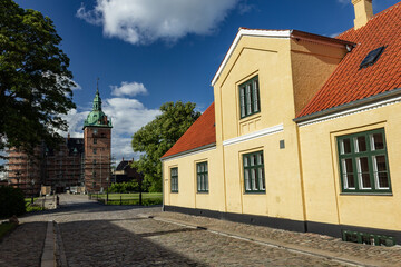 Fototapeta na wymiar Castle Estate in summer during clear day in Valoe Slot, Denmark