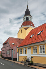 Obraz premium Beautiful view from the street in old quaint town in Faaborg, Denmark