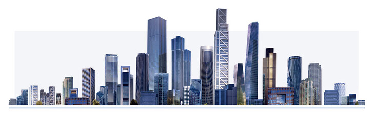 Modern City illustration isolated at white with space for text. Success in business, international corporations concept, Skyscrapers, banks and office buildings. - obrazy, fototapety, plakaty