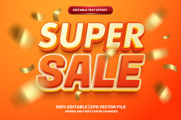 Super sale Orange White Bold 3D Editable text Effect Style