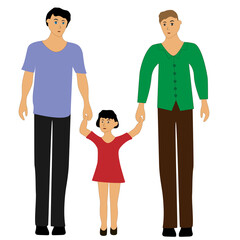 Two gay guys and their daughter.