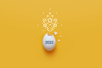 Eggshell and inscription: 2022. The symbol of the coming 2022