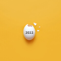 Eggshell and inscription: 2022. The symbol of the coming 2022