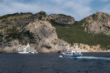Coast from boat with water and blue skies