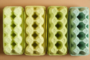several cardboard egg boxes, recycling concept waste, sorting waste, texture from egg boxes