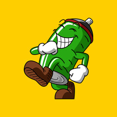 Naklejka premium Cartoon character of full charged battery, this funny and cute image is perfect for your presentation project about battery life. Also suitable for t-shirt and merchandise design