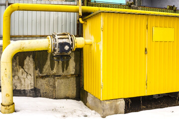 valve on the gas pipe. Providing with natural gas population. Station of transfer and adjustment of pressure of gas.