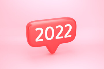 Red social media notification icon with number 2022