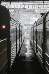 Trains in train station