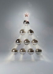 Silver Glitter-Ball Christmas Tree Card