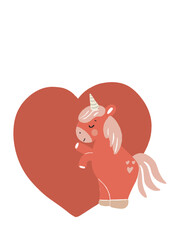 Unicorn with heart, icon unicorn