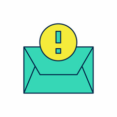 Filled outline Envelope icon isolated on white background. Received message concept. New, email incoming message, sms. Mail delivery service. Vector